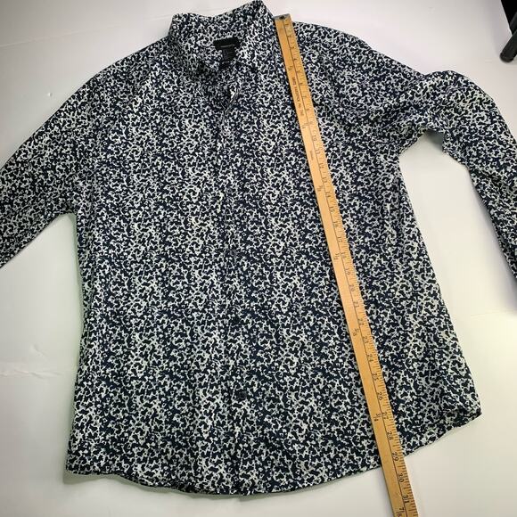 H&M Premium 100% Cotton Slim Fit Button Down Shirt Allover Print Mens Size Large - Picture 15 of 16